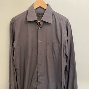ZARA MAN Long Sleeve Gray Dress Shirt, Large, 100% Cotton
